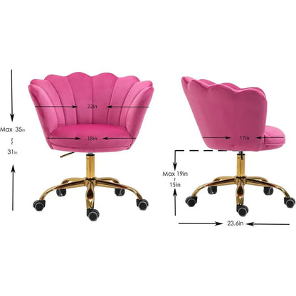 Upholstered Velvet Seashell Back Swivel Desk Chair