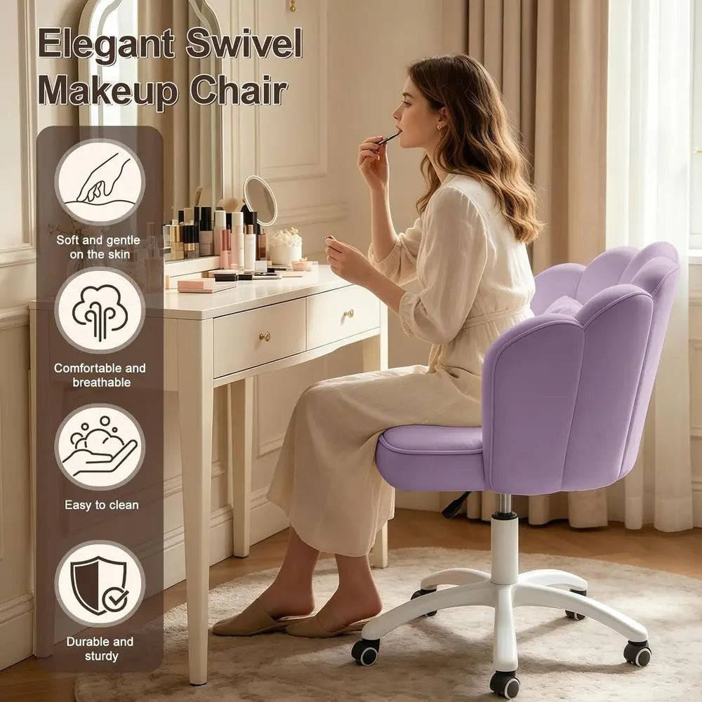 Velvet Petal Desk Chair with Bow