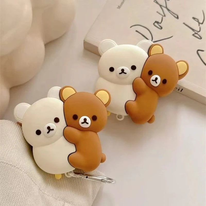 3D Rilakkuma Hug Bear Silicone airPods Earphone Case