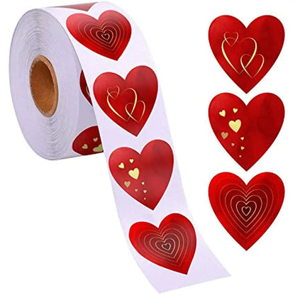 500pcs Red Heart Label Stickers