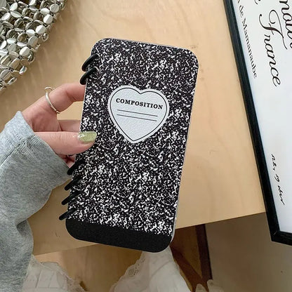 Composition flip notebook design iphone 11,12,13,14,15,16,17 case