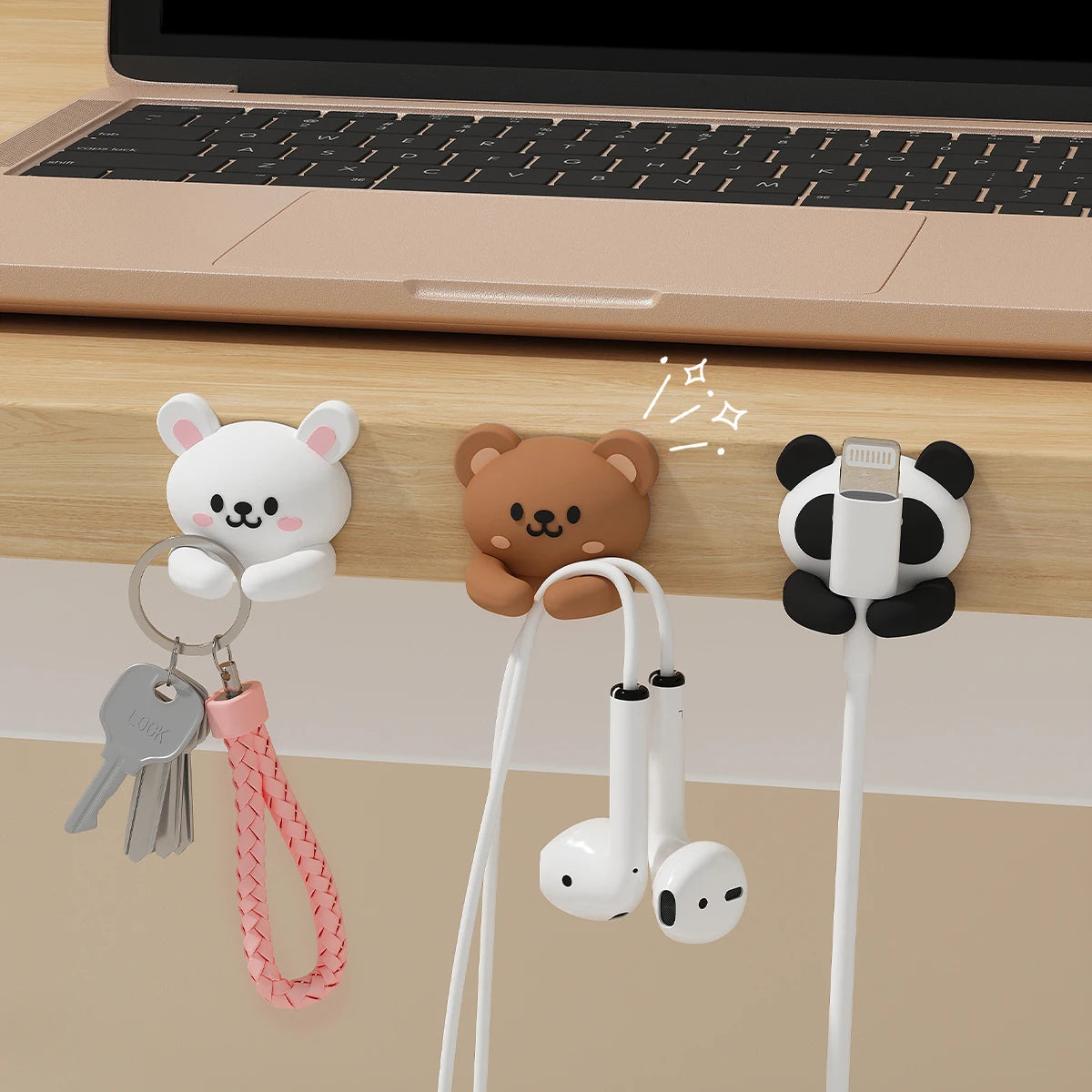 2/3pcs Cute Cartoon Desktop Cable Organizers