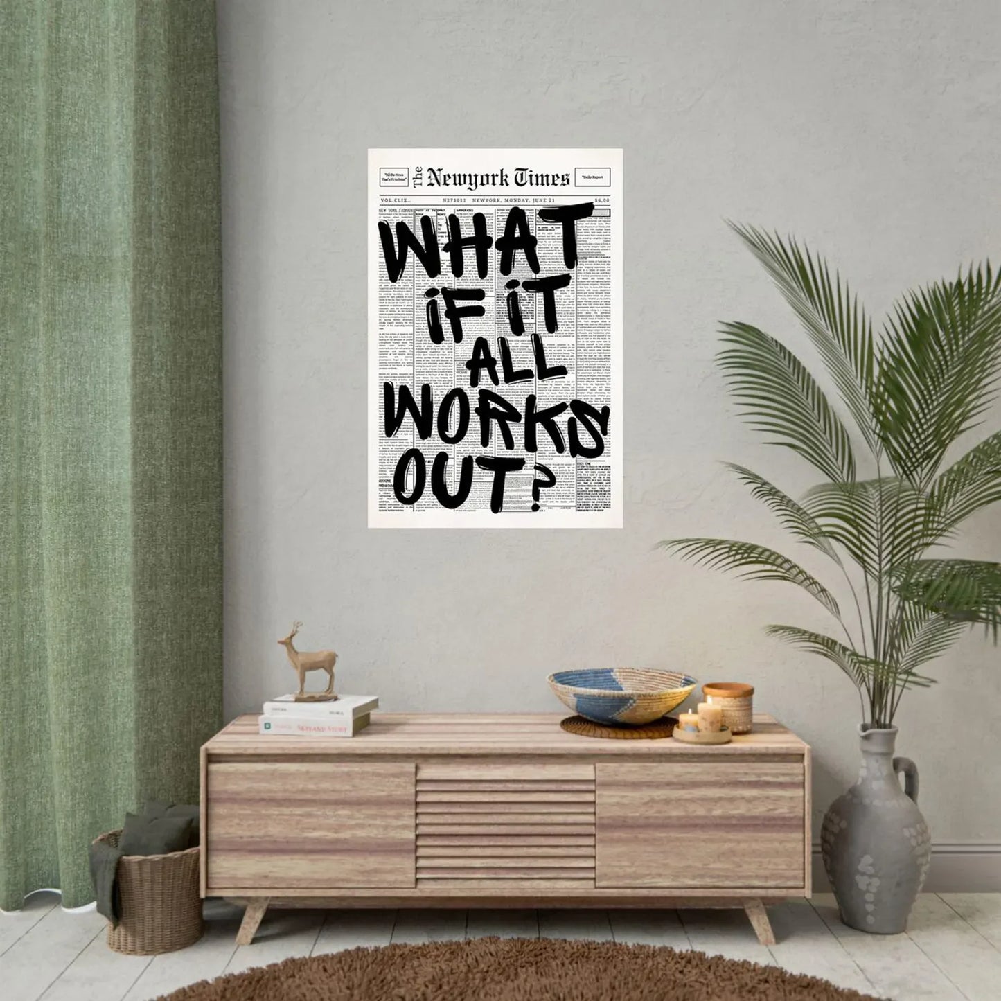 Newspaper Poster - What If It All Works Out - Positive Quote Canvas Wall Art