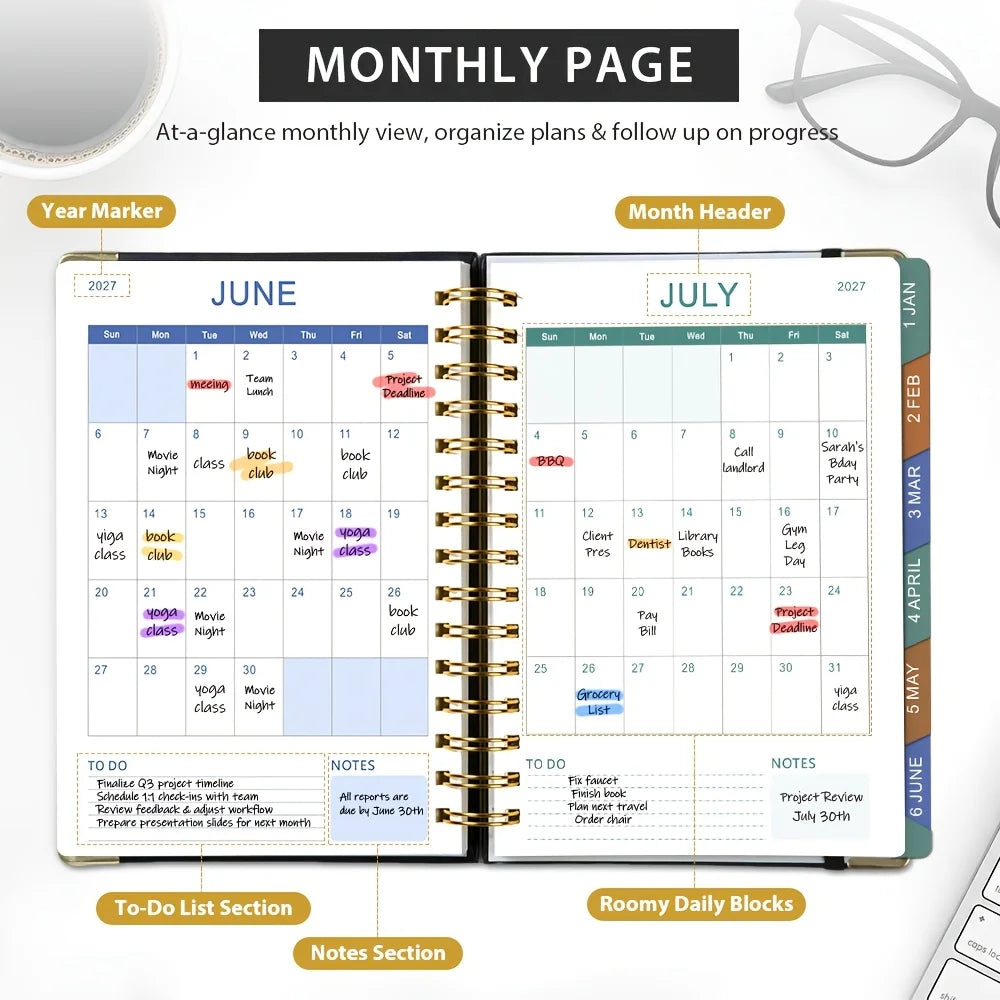 2027 Spiral notebook daily planner