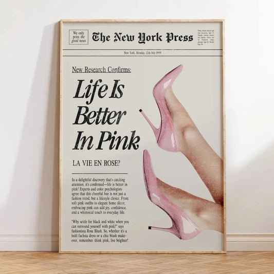 Life is Better in Pink Canvas poster wall art