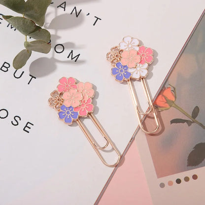 1pc pink Sakura Flowers Metal Bookmark