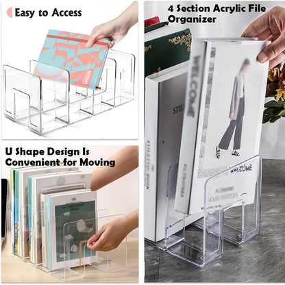Transparent Acrylic Desktop Book Stand with Pen Holder