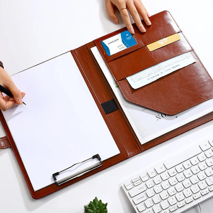Texture PU Leather Multi-Functional A4 Folder