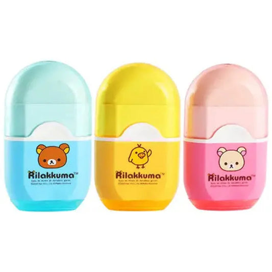 3pcs Kawaii Rilakkuma Single Hole Pencil Sharpener And Eraser