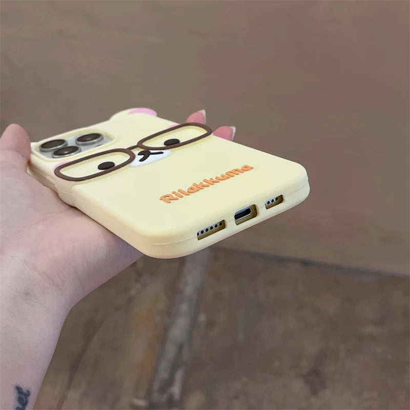 Cute Bear Wear Glasses Phone Case For iPhone 12,13,14,15,16