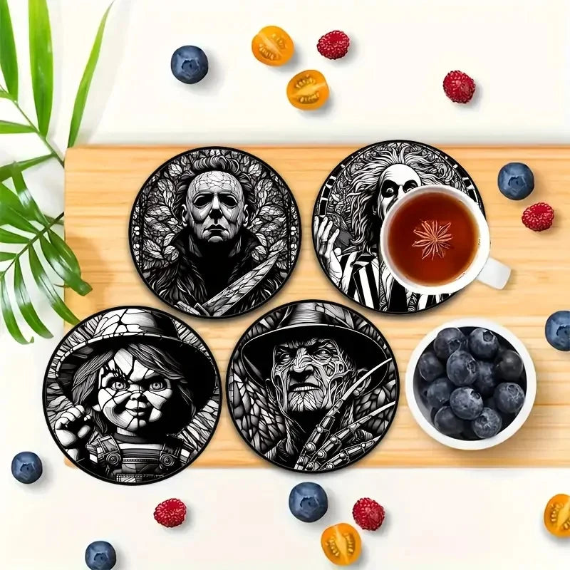 8 pcs horror character themed coasters