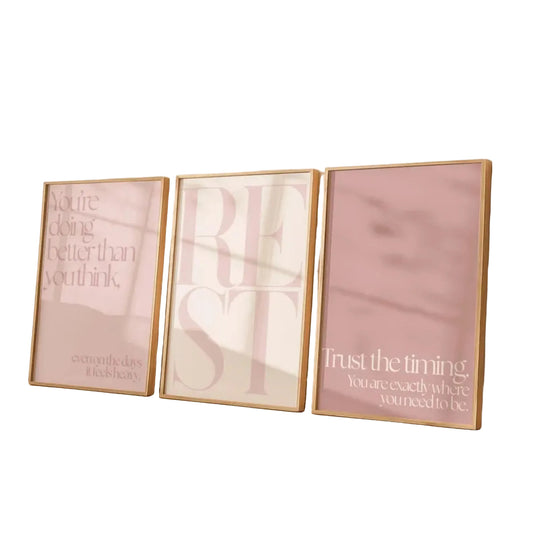 Pink Rest Quote Minimalist  Wall Art