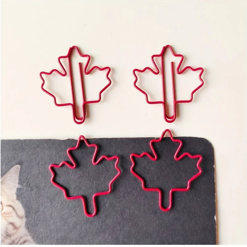 30/50pcs Red Maple Leaf Paper Clips