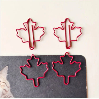 30/50pcs Red Maple Leaf Paper Clips