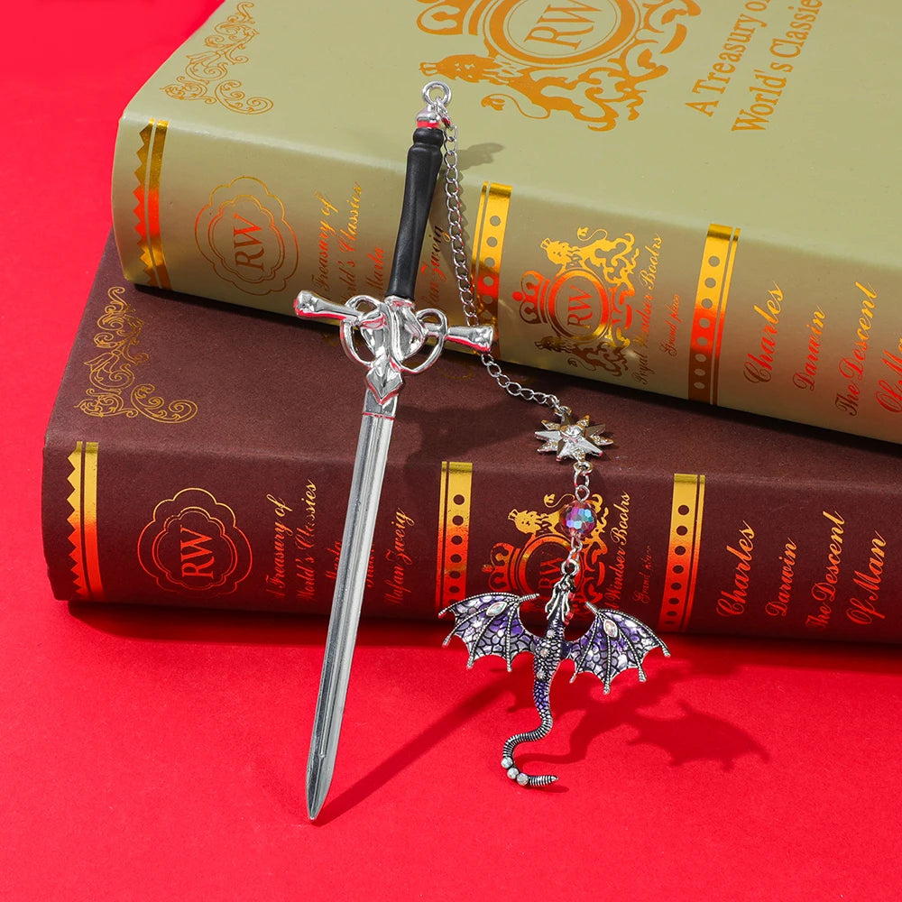 Four Wing Dragon Metal Pendant Bookmark