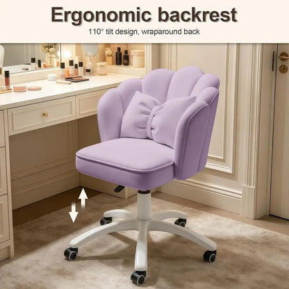 Velvet Petal Desk Chair with Bow