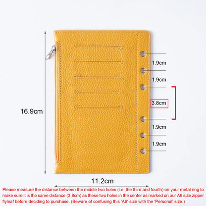 Moterm Zipper Flyleaf for A6 Size Ring Planner