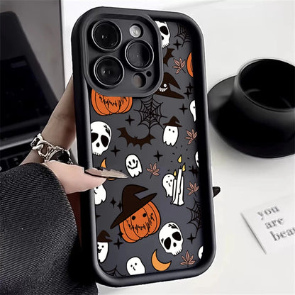 Halloween Pumpkin Ghost Silicone Case For iPhone 11,12,13,14,15,16,17