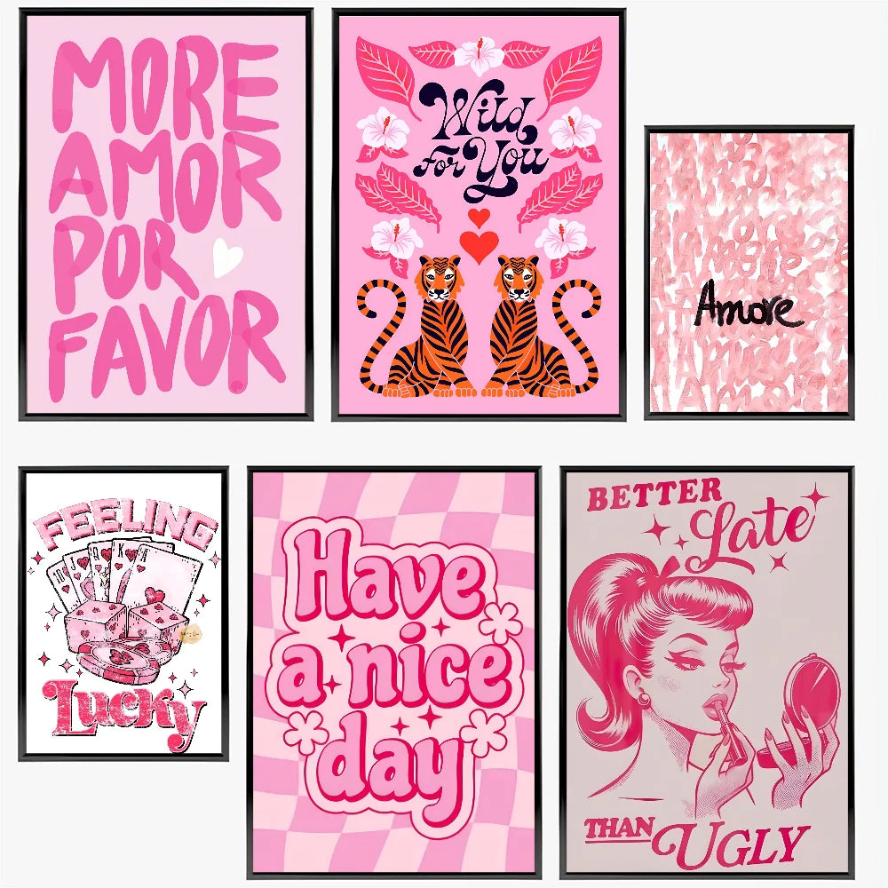 Pink Quote prints wall art poster