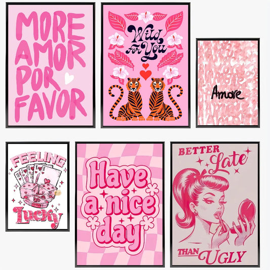 Pink Quote prints wall art poster