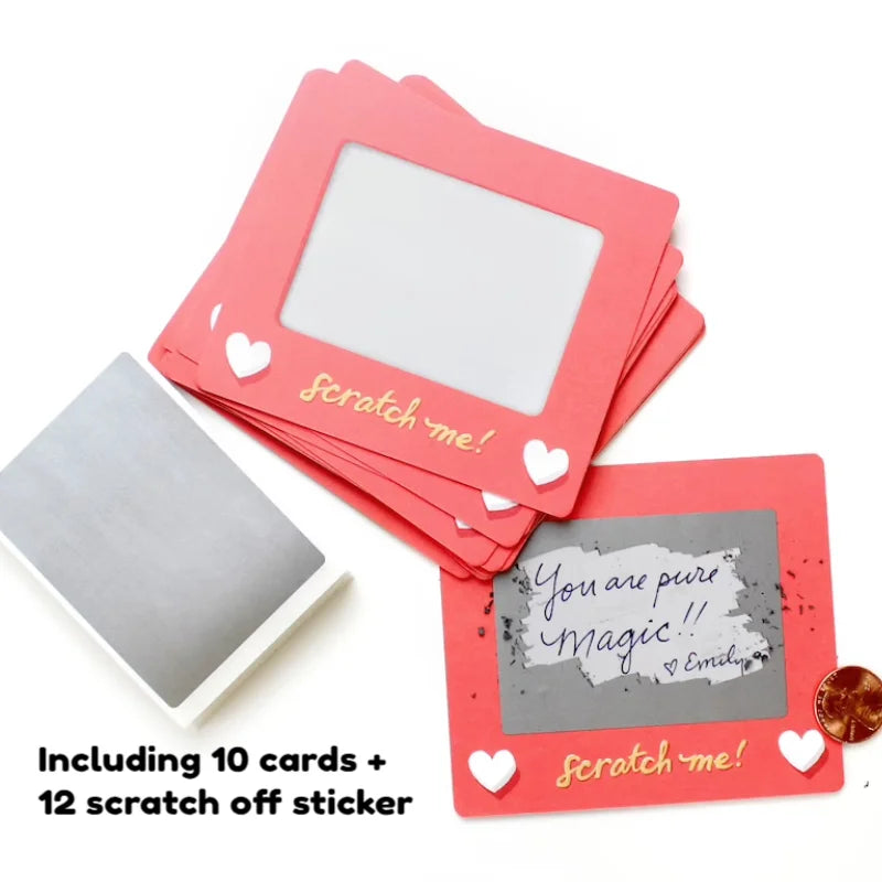 10pcs love heart Scratch-off Cards
