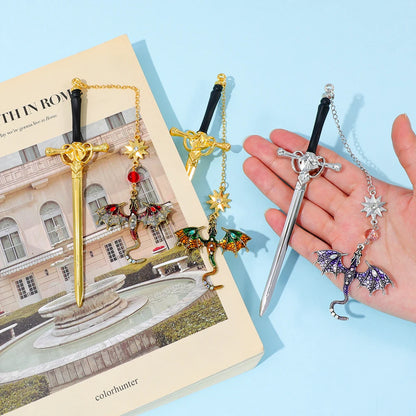 Four Wing Dragon Metal Pendant Bookmark