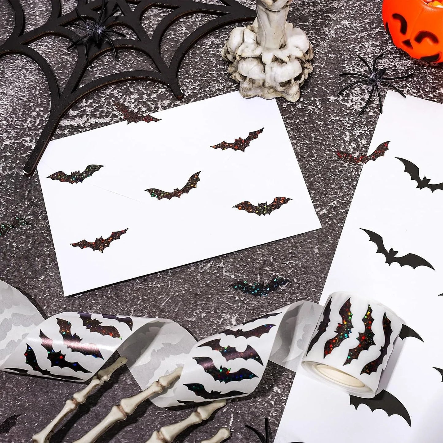 500pcs Halloween Bat Stickers Roll