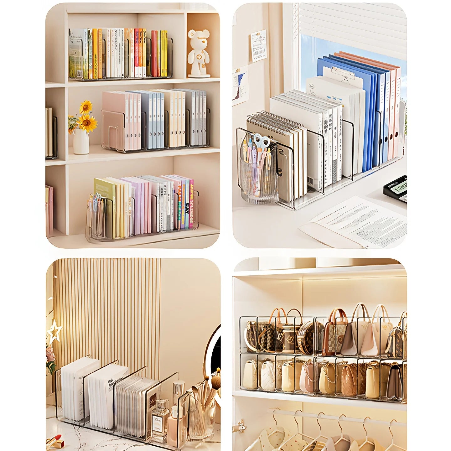Transparent Acrylic Desktop Book Stand with Pen Holder
