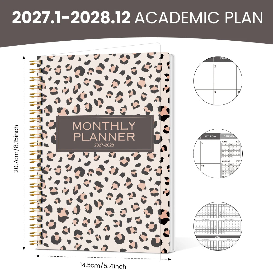 2027-2028 Leopard Spiral Notebook