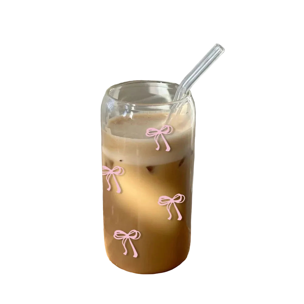 Pink Bow Tumbler Glass Cup