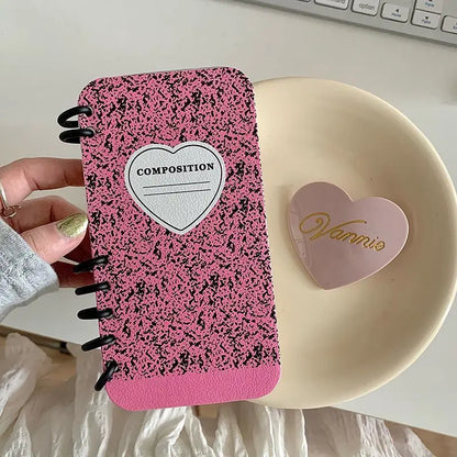 Composition flip notebook design iphone 11,12,13,14,15,16,17 case