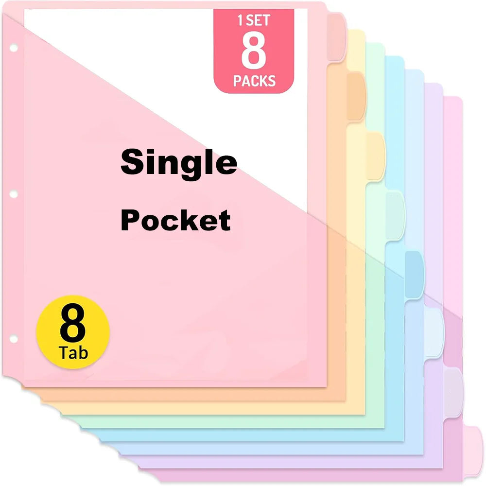 8pcs Dividers for 3 Ring Binder with Pocket