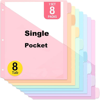 8pcs Dividers for 3 Ring Binder with Pocket