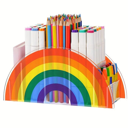Rainbow Acrylic Pen Holder with 5 Compartments