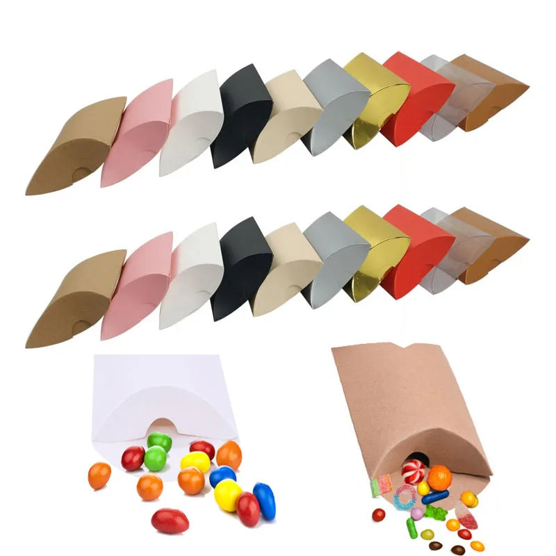 10/20Pcs Pillow Kraft Paper Candy Box