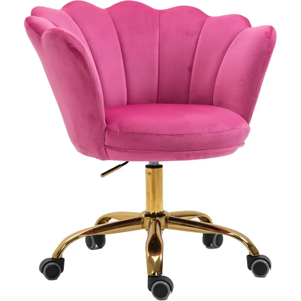 Upholstered Velvet Seashell Back Swivel Desk Chair