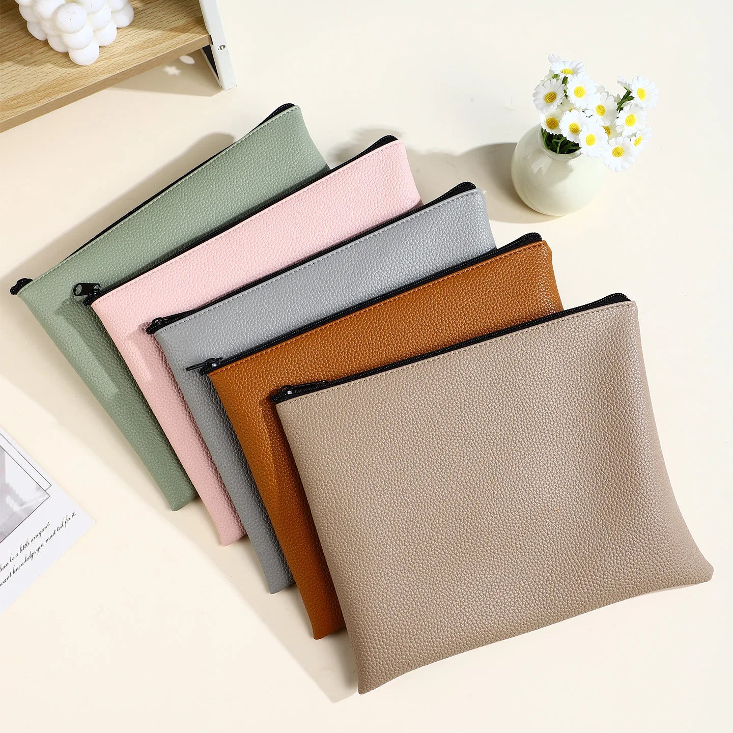 PU File zipper Bag Pouch