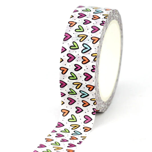 10M Decorative Colorful Hearts Washi Tape