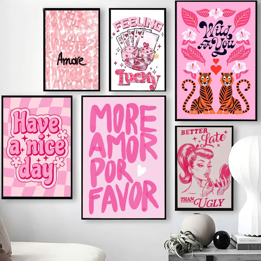 Pink Quote prints wall art poster