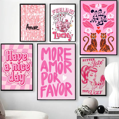Pink Quote prints wall art poster