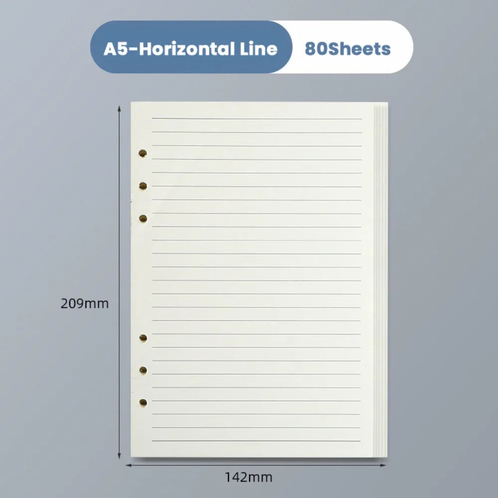 80 Sheets A5/A6/A7 Horizontal Line/Blank Notebook Refill Paper