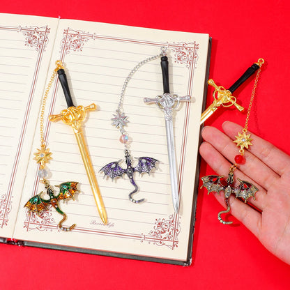 Four Wing Dragon Metal Pendant Bookmark