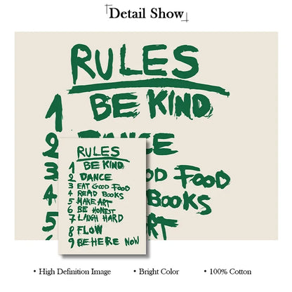 Room Rules Regulations Poster Canvas Wall Art