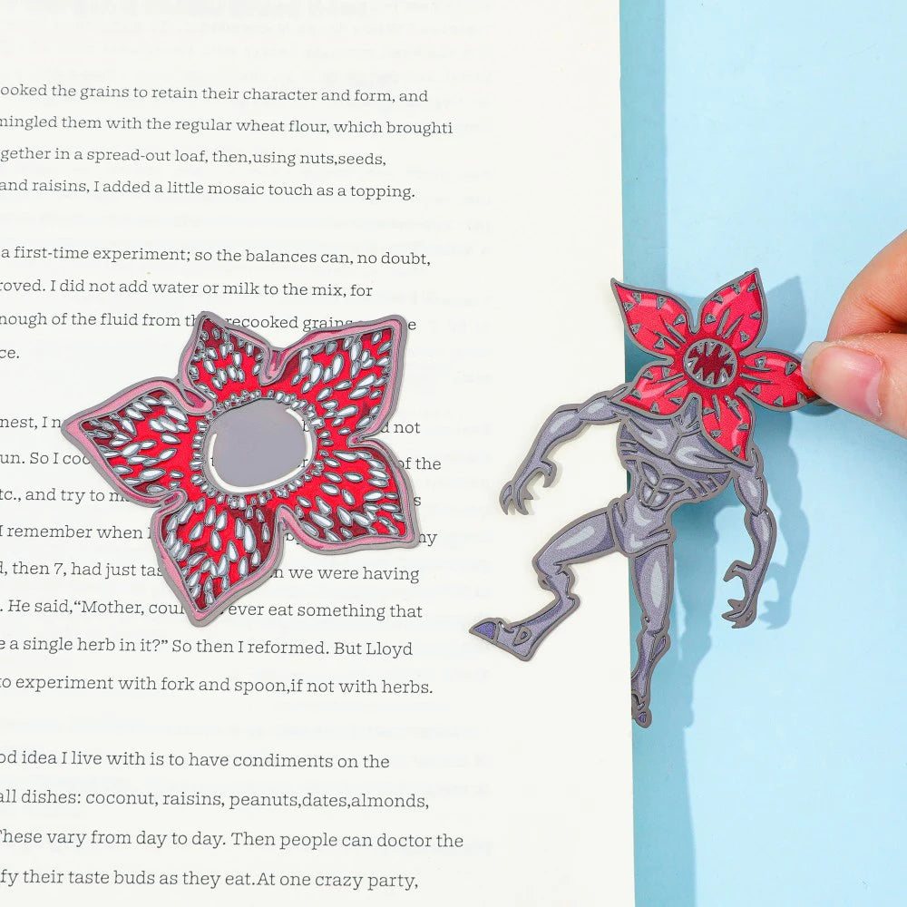 Demogorgon & Flower shaped horror metal bookmarks
