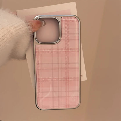 Sweet Pink Grid Pattern Case for iPhone 11,12,13,14,15,16,17