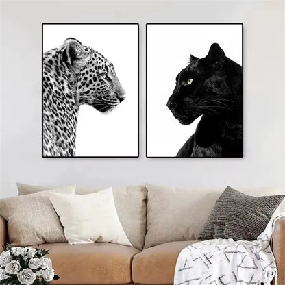 Black And White Leopard And Panther Wall Art