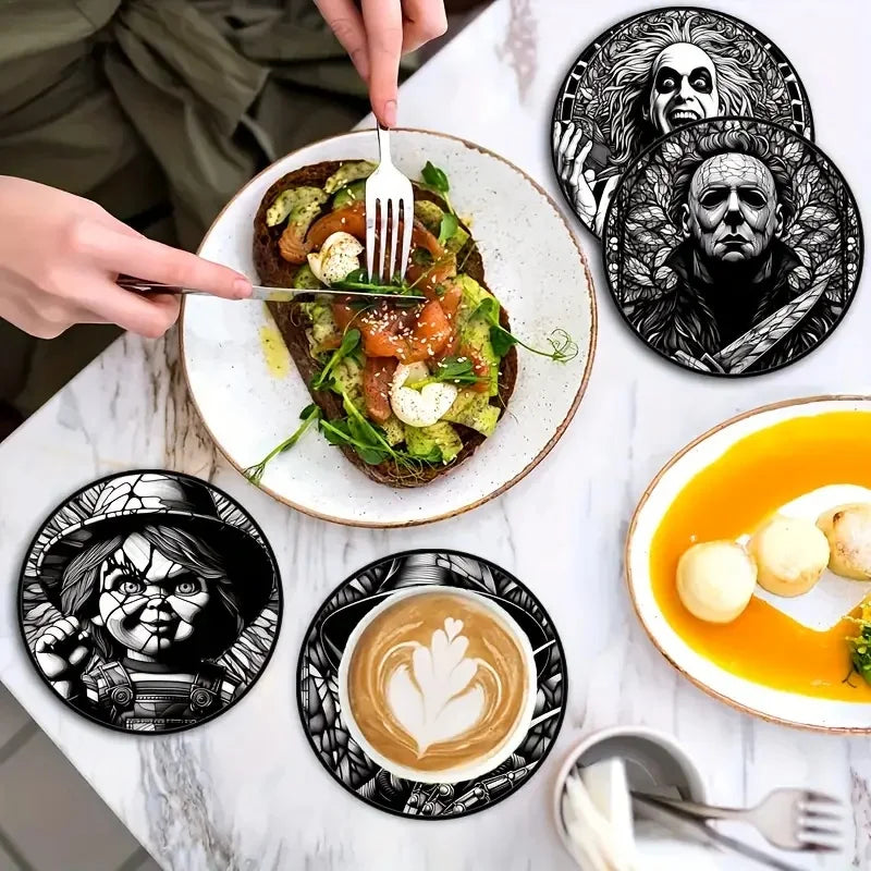 8 pcs horror character themed coasters