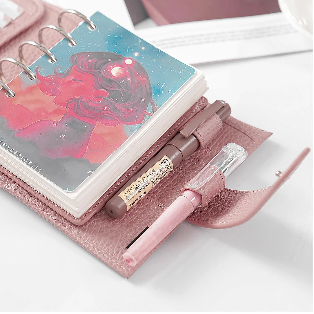 Moterm Firm Pebbled Grain Leather Gray Pink journals