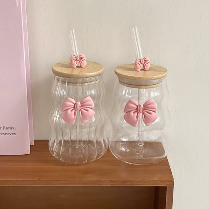 1Pc Elegant Bow-Knot Glass Cup