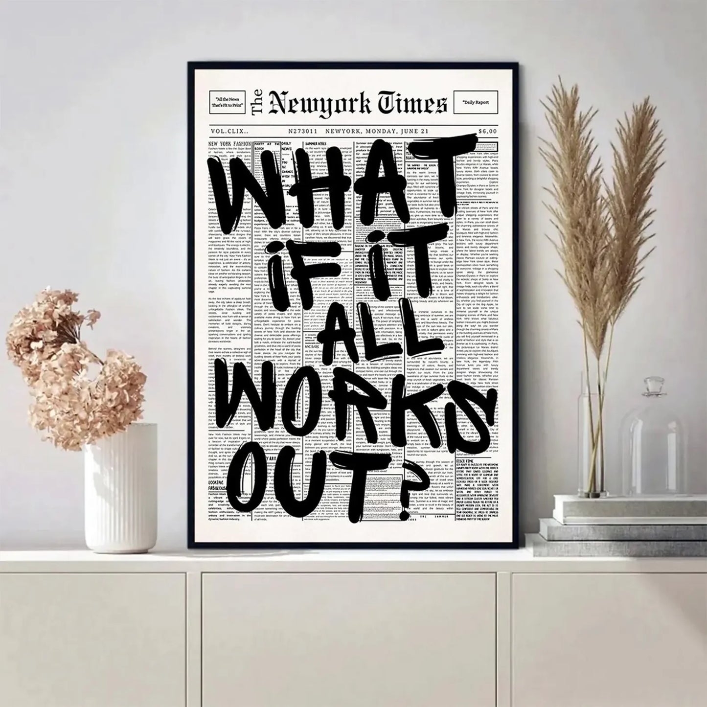 Newspaper Poster - What If It All Works Out - Positive Quote Canvas Wall Art